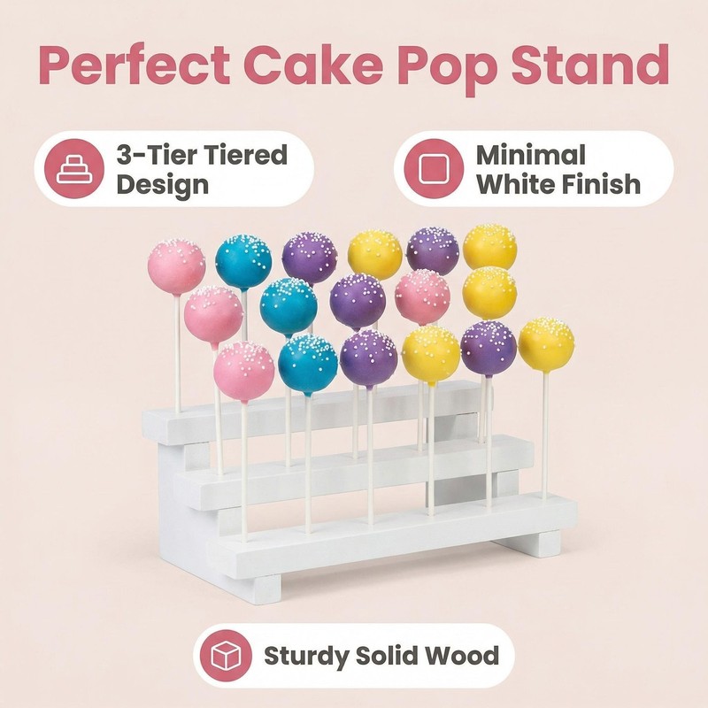 NANGOPOP Cake Pop Stand Display Riser 3 Tier Wood Lollipop Holder, 17 Hole S... gallery
