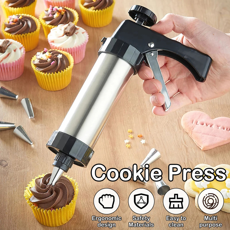 Christmas Cookie Press Gun and Tips Set Stainless Steel Cookie Maker Press Kit M gallery