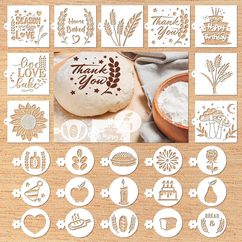 Bread Stencils for Sourdough – 24 Pcs Bread Stencils for Baking, Sourdough Bread