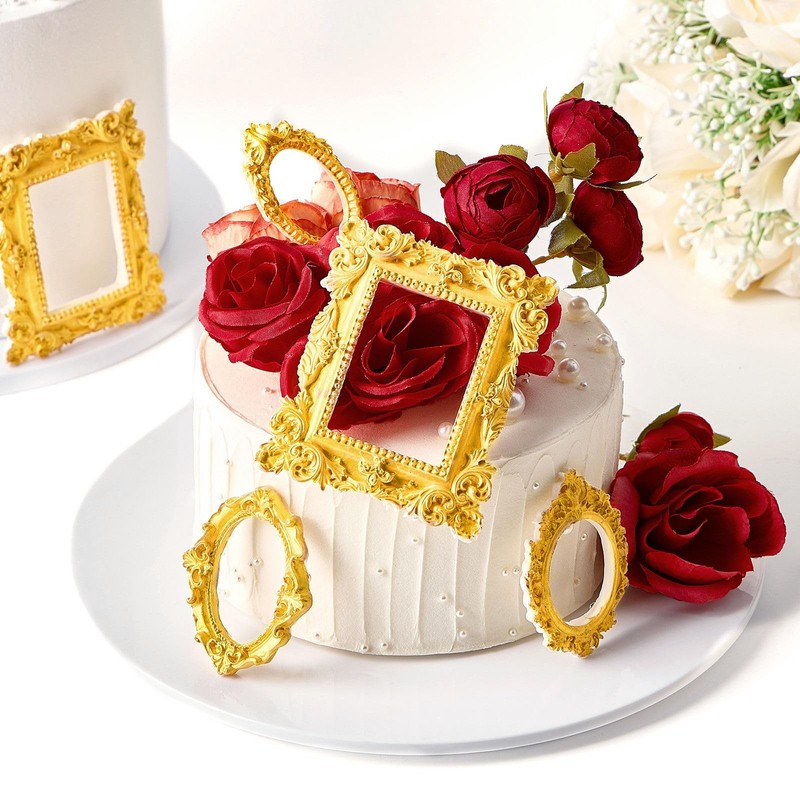 4PCS Baroque Frame Mold, Picture Photo Frames and Mirrors Silicone Fondant Mo... gallery