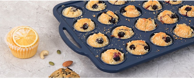 Mini Silicone Muffin Pan with Metal Frame, Non Stick Silicone Cupcake Pan with gallery