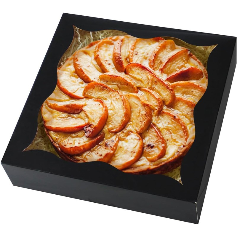 AutoPop Up Black Pie Boxes With Window 12x12x3 Inch Cookie Donut 24 PCS