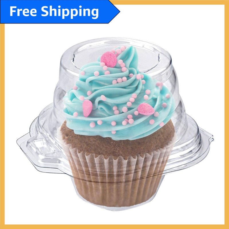 Elegant 50-Pack BPA-Free Cupcake Containers with Airtight Lid – Stackable Design
