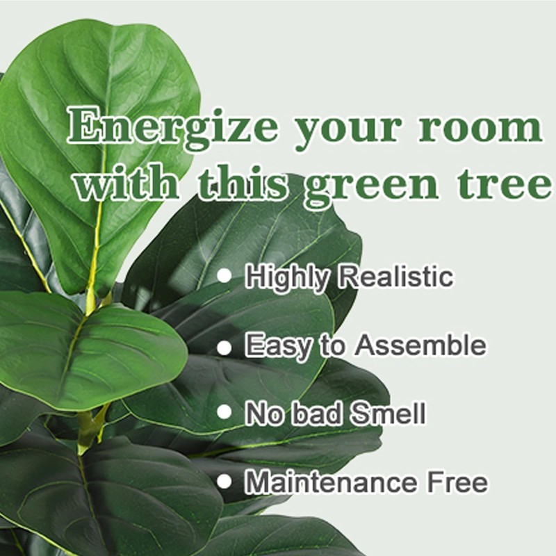 Gaomon 4Ft Fiddle Leaf Fig Artificial Tree Faux Floor Plant Black Planter Pot gallery