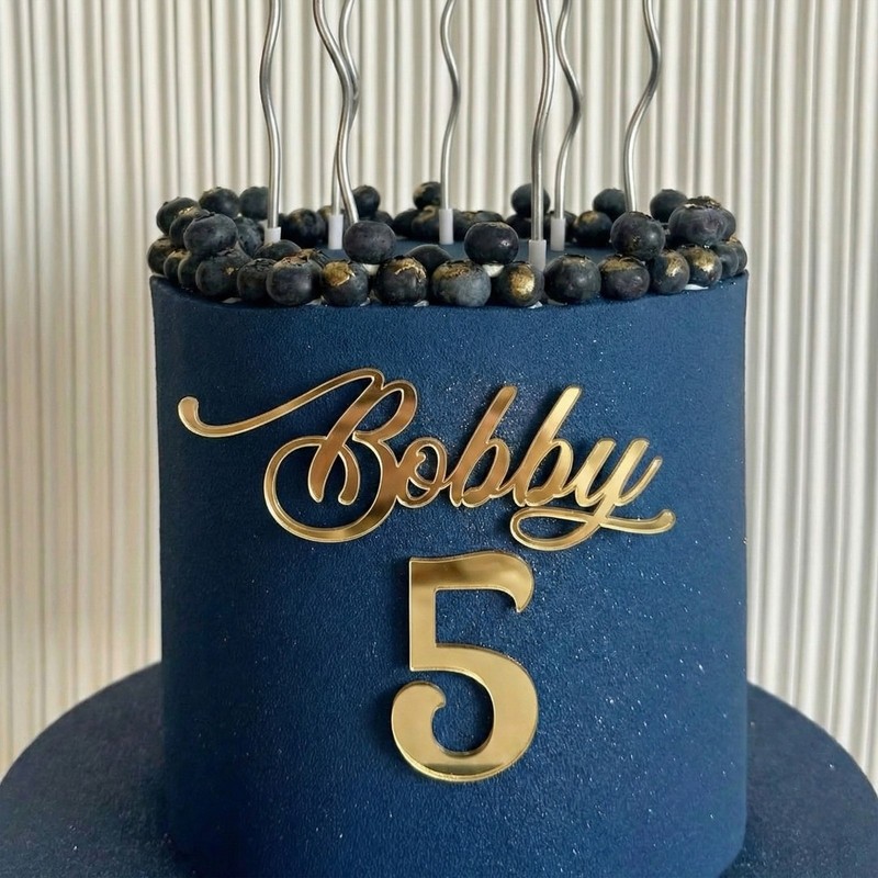 Personalised 1 Name & 1 Number Cake Charm Acrylic Custom Birthday Cake Topper