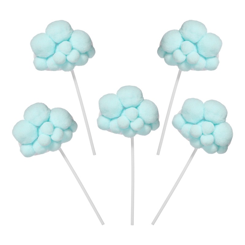 10 Pcs Cloud Cupcake Toppers, 2.2 x 2.8 Inch Plush Cloud Cake Toppers, Blue