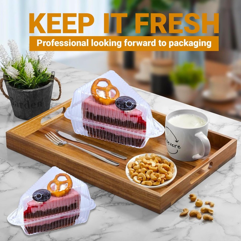 50 Pcs Cake Slice Containers with Lid, Single Clear Plastic Individual Carrie... gallery