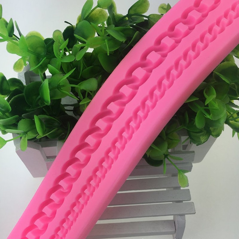 Set of 2 Reusable Silicone Chain Shape Cake Molds Pink Fondant Decorating gallery