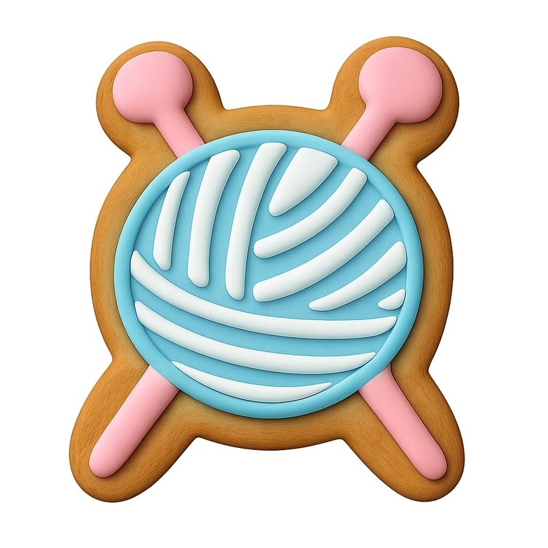 Yarn and Needles Cookie Cutter & Stamp, Fondant & Clay - 4x3.6 gallery