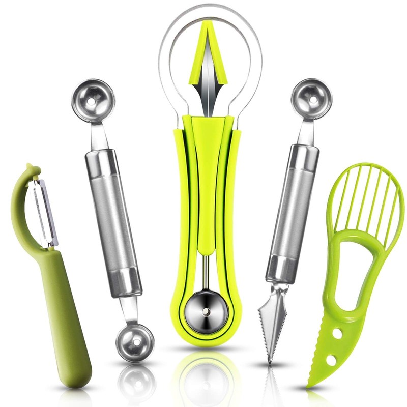 5Pcs Melon Baller Scoop Set, 4 in 1 Stainless Steel Set