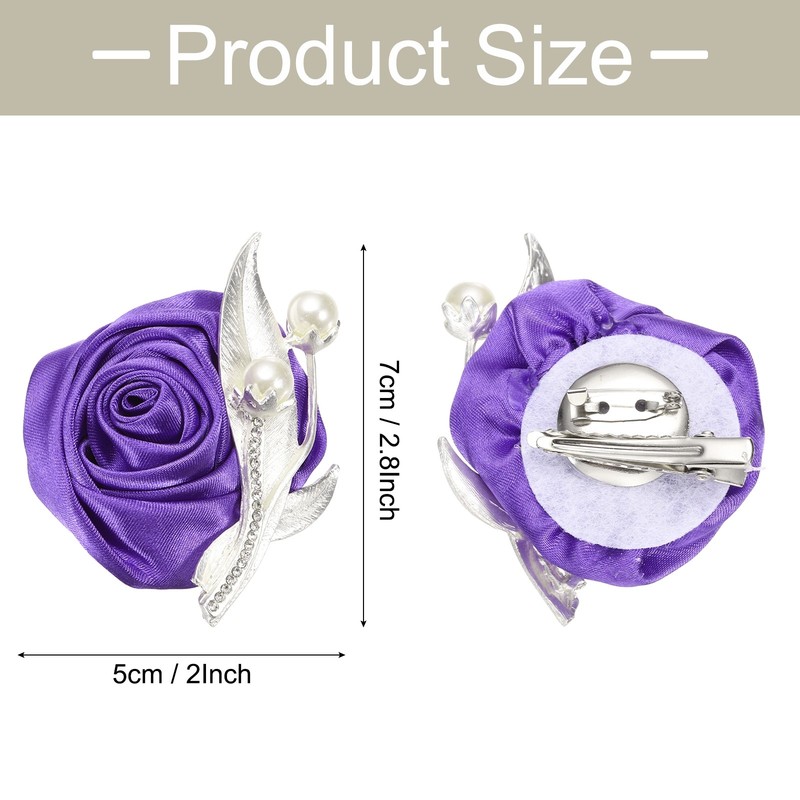 Boutonnieres for Men, Deep Purple Groom Corsage Artificial Flower gallery