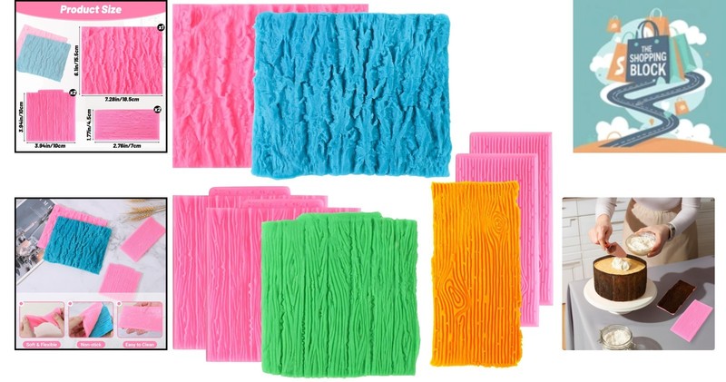 Pink Bark Silicone Cake Decorating Molds, 5pcs, Small Size gallery
