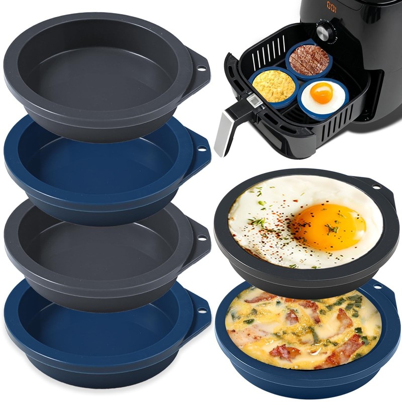 Silicone Air Fryer Egg Molds - 4 Inch Nonstick Baking Set of 6, BPA Free, Mini P gallery
