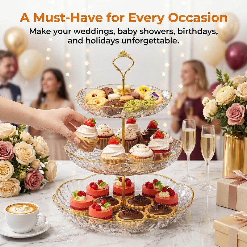 3 Tier Cupcake Stand,Fruit Basket and Cake Stand,Light Luxury Acrylic 3 Tier ... gallery