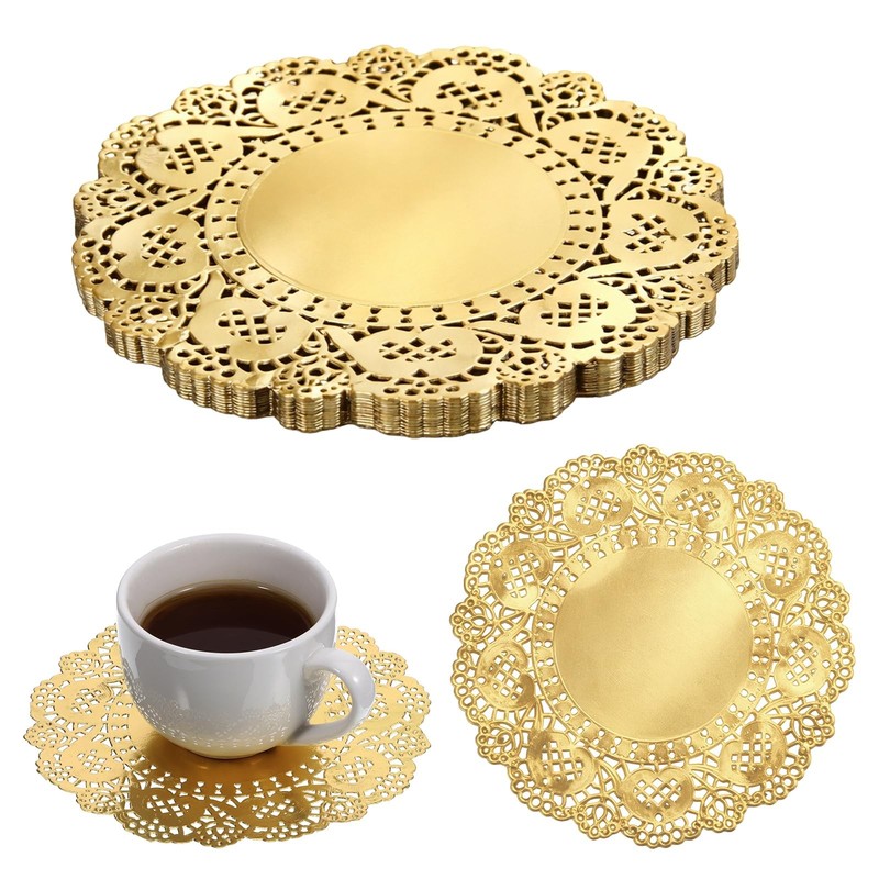 50Pcs 5 Inch Gold Paper Doilies 5″ Food for Cake Medium,