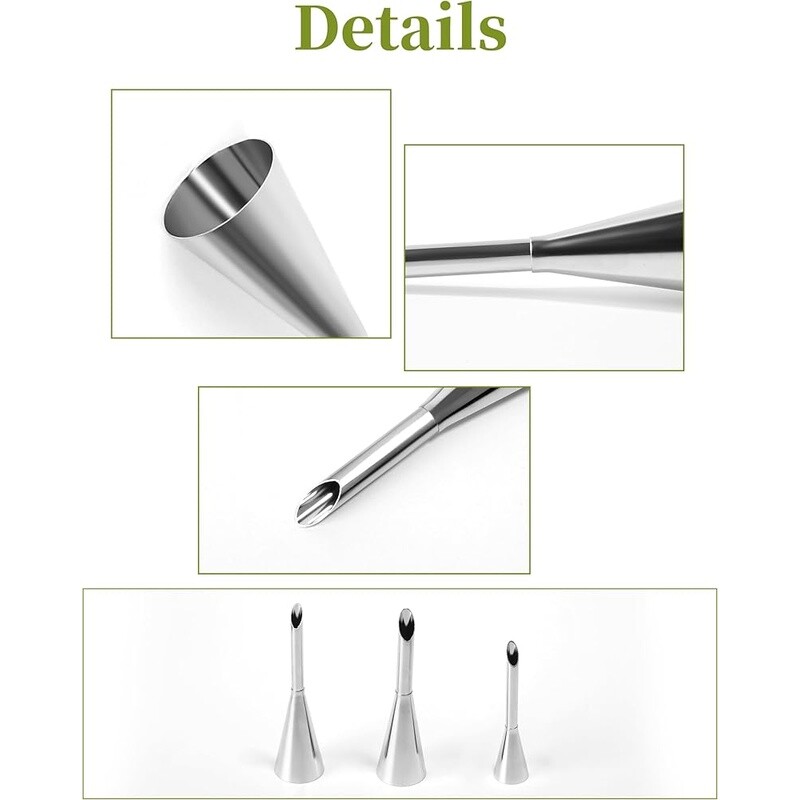 3Pcs Stainless Steel Cream Puff Icing Piping Nozzles Decorating Tools Baking New gallery