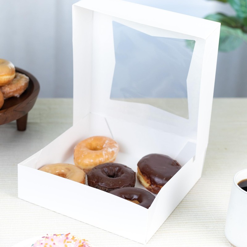 White Window Bakery Box (200 Pack) 9x9x2.5, Auto Pop-up Bakery Carrier for Pi... gallery