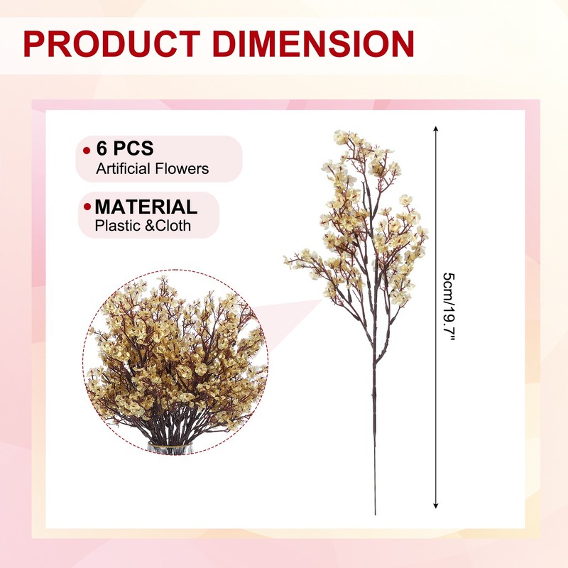 6pcs Breath Artificial Flowers DIY Bouquet Fake Flowers Gold gallery