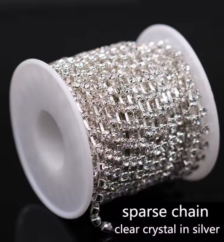 1 Meter Silver SS6 Diamante Rhinestone Sparse Crystal Chain A Sewing Craft gallery