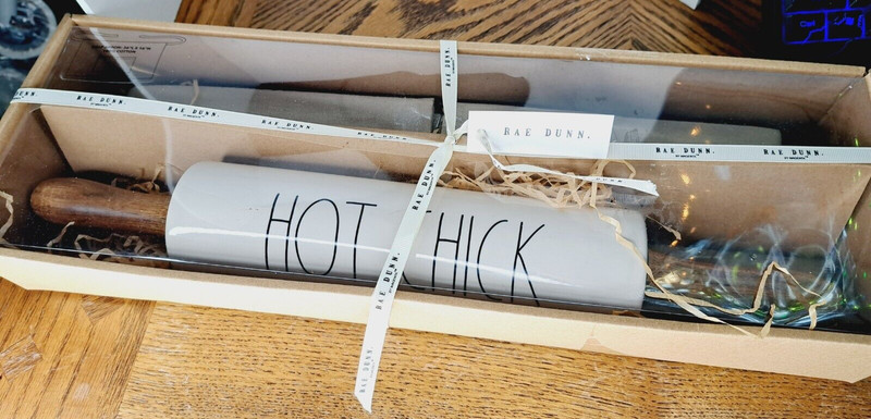Rae Dunn Hot Chick Rolling Pin With Apron Set