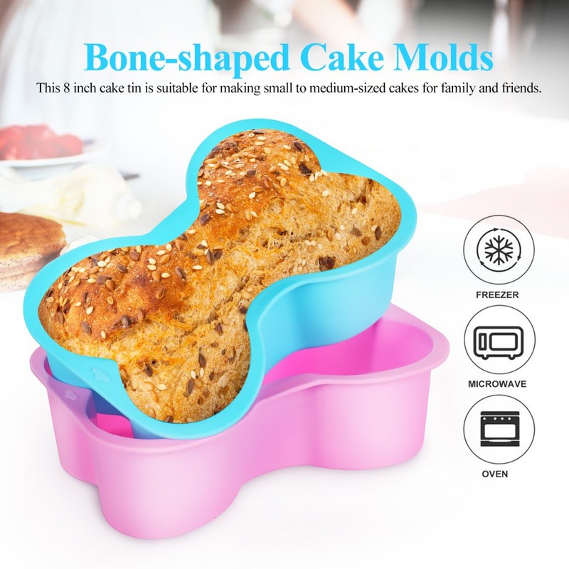 2Pcs Silicone Dog Cake Mold Bone Shape for Kitchen Use with Flexible Baking Pans gallery