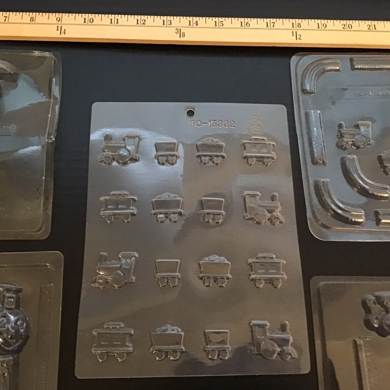 Vintage Plastic Candy Molds Lot Of 7, Carnival, Skateboard, Merry Go Round gallery