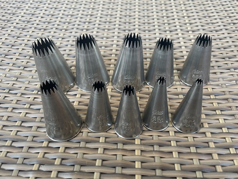 Ateco 10 Piece Fine Star Tube Set Stainless Baking Pastry Piping Tips Size 0 – 9