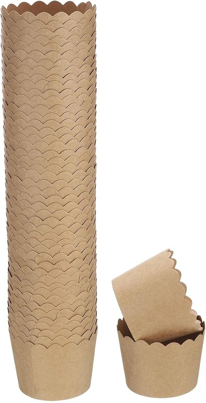 50Pcs Paper Baking Cups Small Brown Kraft Paper Muffins Liner