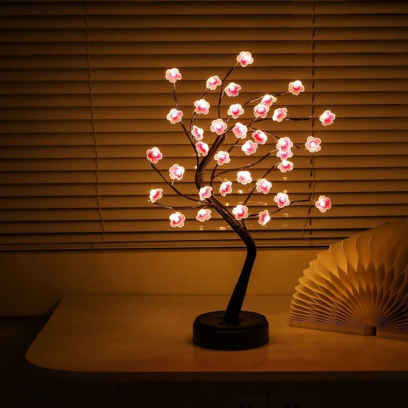 Nakolulu Cherry Blossom Tree Lamp 18Inch 36 Led Bonsai Tree Lights Battery/Usb