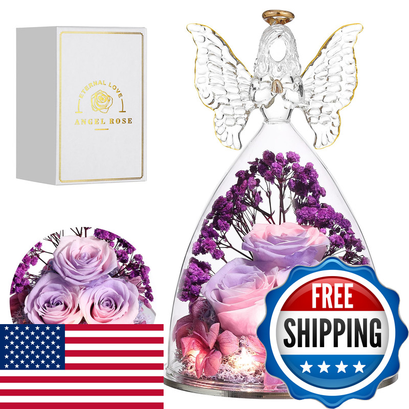 Tiaronics Mothers Day Rose Gifts For Women Preserved Real Flower In Glass Angel