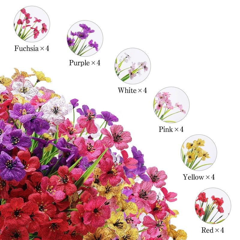 Agirl 24 Bundles Artificial Flowers For Outdoorno Fade Fake Plastic Flowers gallery