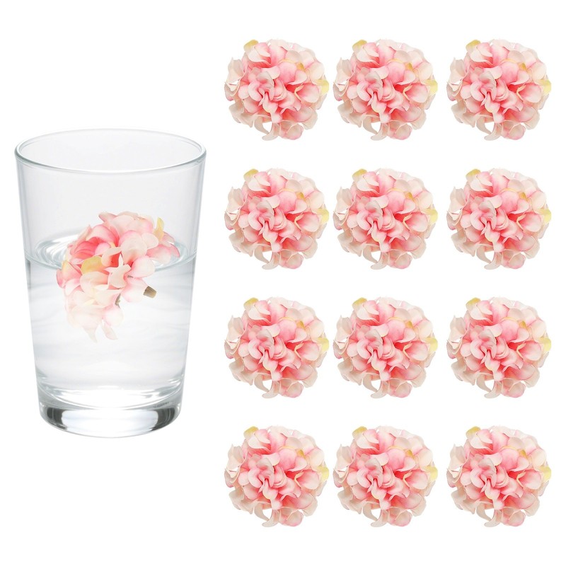 12Pcs Floating Flowers for Centerpieces Wedding, Pink Hydrangea