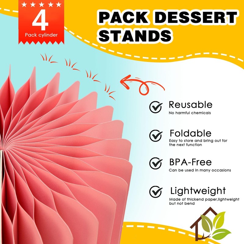 4 Pcs Buffet Risers, Foldable Acrylic Risers Display Stands, Cake Stands Cyli... gallery