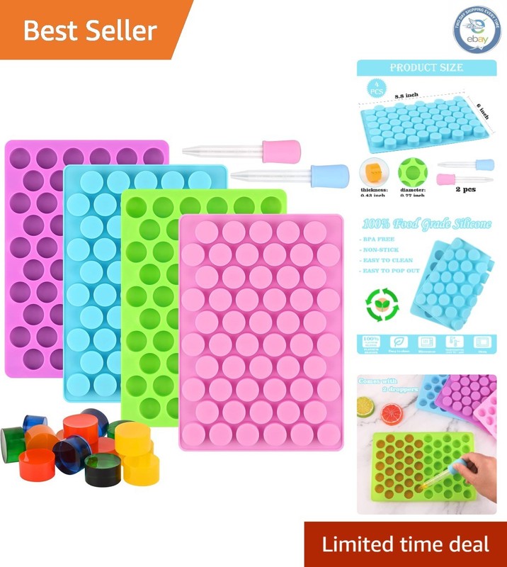 220-Cavity Silicone Molds for Chocolate & Gummy Treats – Includes Droppers