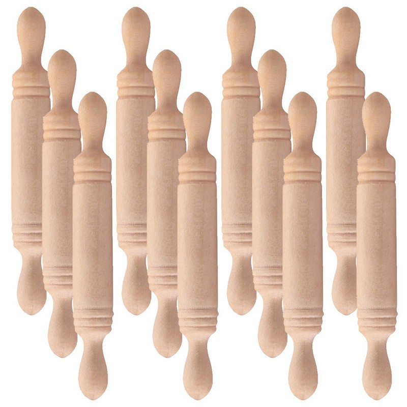 11 Pcs Mini Wooden Dough Rolling Pin Craft Tool Small Size for Kids Hand Play gallery