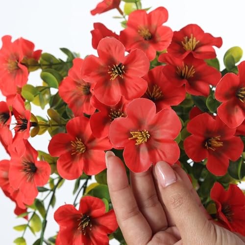Bundles Artificial Hanging Morning Glory Flowers for Outdoor, Realistic 4 Red gallery