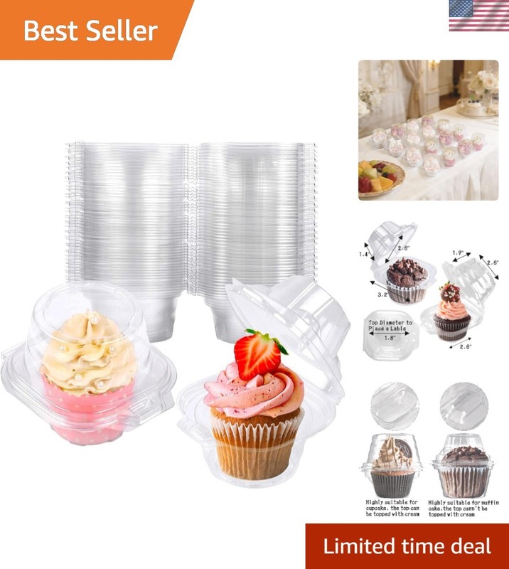 BPA-Free Clear Cupcake Containers – 50 Pack with Deep Dome & Easy Snap Closure
