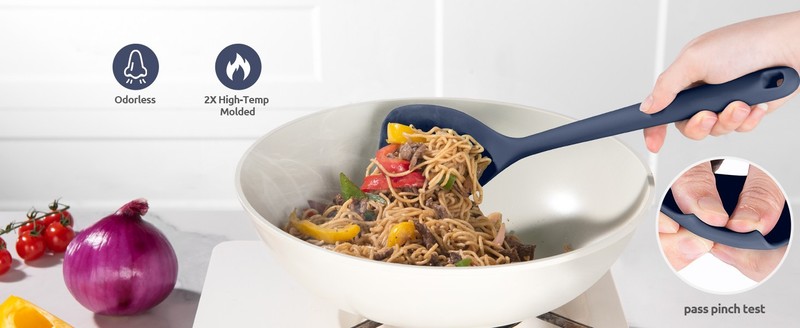 600ºF Heat Resistant Wok Spatula: 13.76" Long, 3.63" Wide Silicone gallery