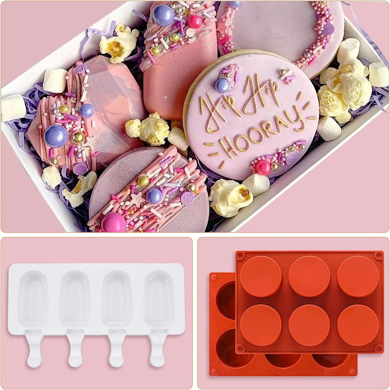 Heart Shaped Chocolate Mold Set Includes round Cylinder Candy Mold,Cavities Hear gallery