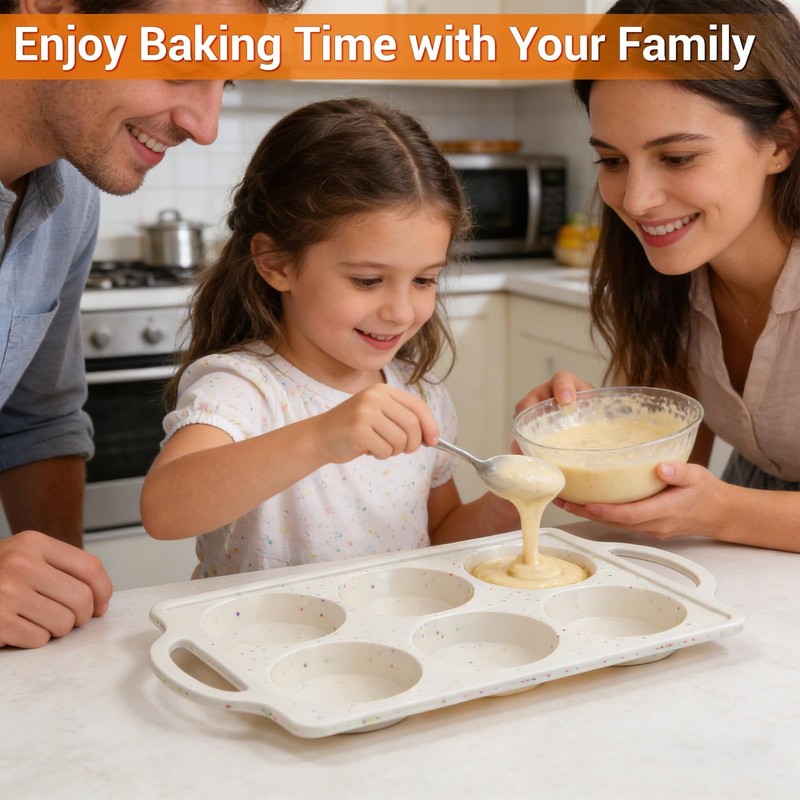 FUNBAKY Muffin Top Pan Non Stick, 3 Inch Metal Frame Silicone Egg Molds for b... gallery