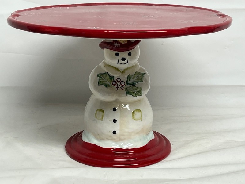 Jolly Ol’ Snowy Collection Tracy Porter 6 7/8″×11″ Pedestal Cake/Treat Stand EUC