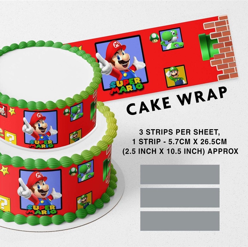 Super World Pattern Strip Edible Cake Topper Decoration Edible Image