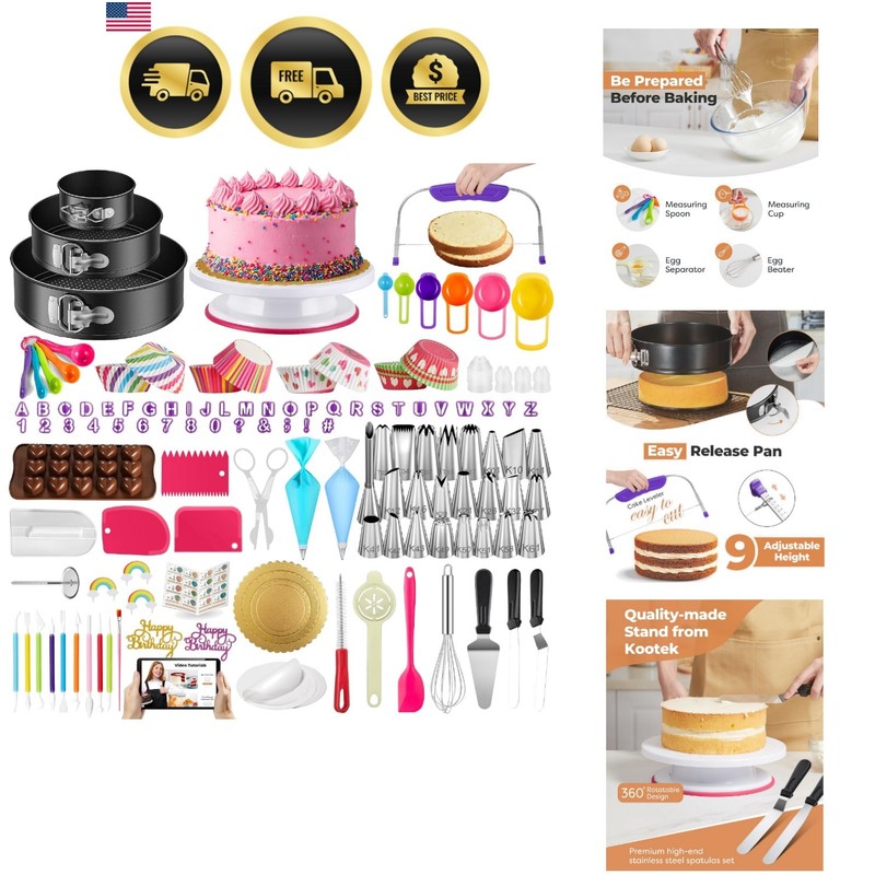 700pcs Cake Decorating Kit, Baking Supplies with Springform Pans, Cake Turnta…