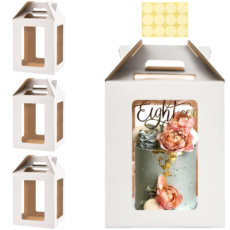 3 Pack Tall Cake Boxes for Tier Cakes,10x10x12 Inches Large Tiered Cake Carri...