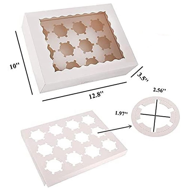 6 Pack Cupcake Boxes Hold 12 Standard Cupcakes, Food Grade Cupcake Holders Ba... gallery