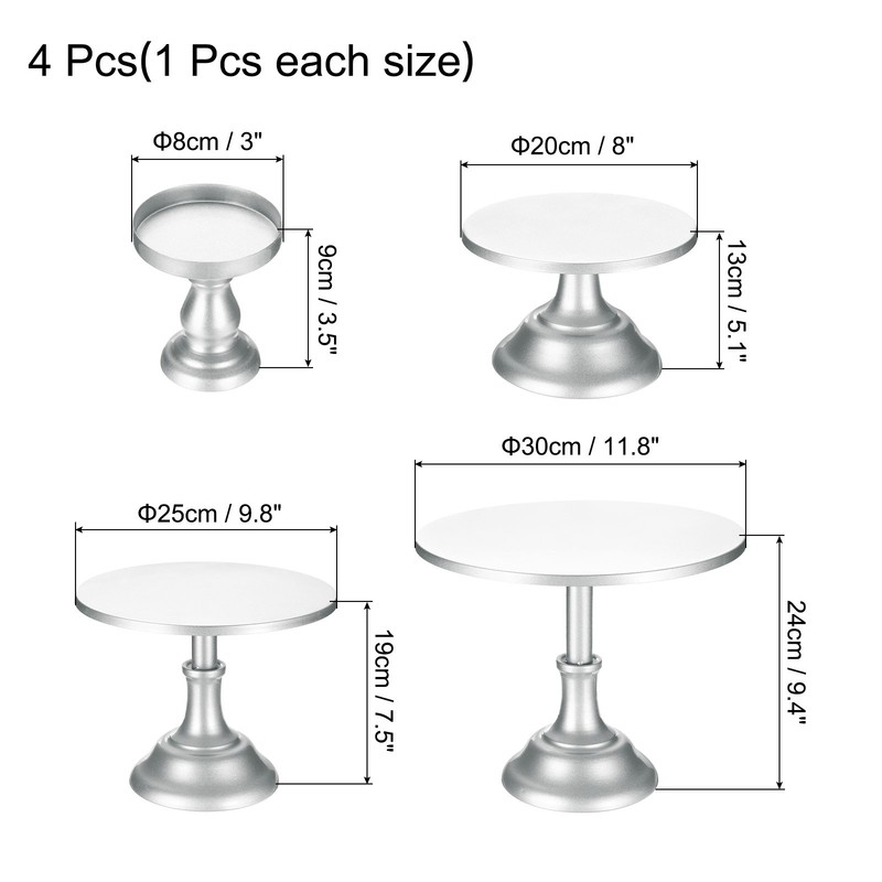 4pcs Metal Cake Stands 3/8/10/12 Inch Dessert Table Display Set, Silver gallery