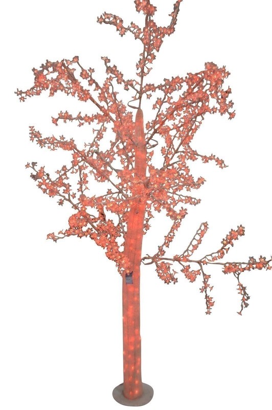 White Tree With Red LED Lights – Size: 70″L x 65″W x 120″H.