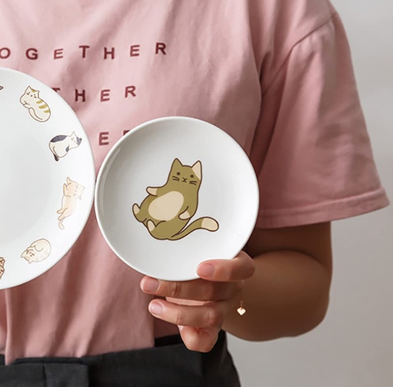 Mozacona 6pcs Ceramic Cat Appetizer Plates, Sauce Small, 6pcs-Cat-A gallery