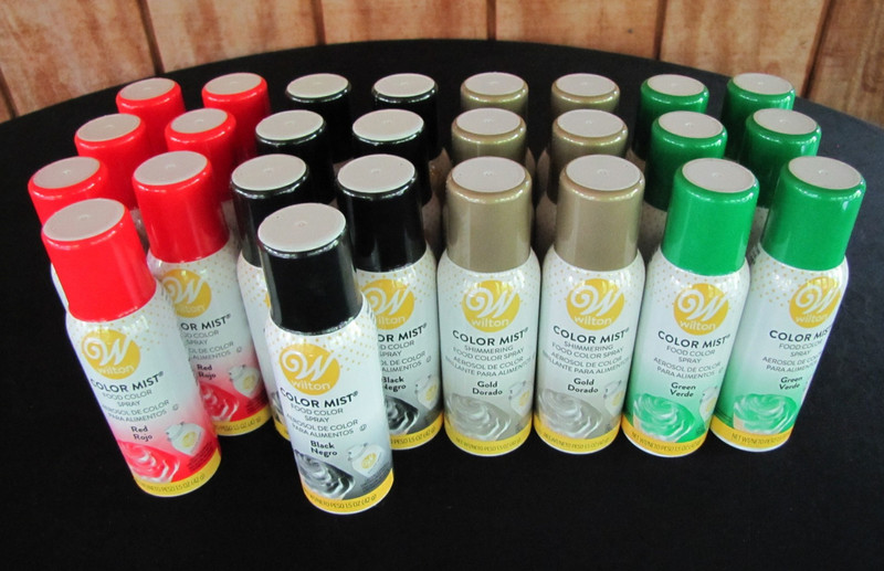Huge Lot of 26 Cans Wilton Color Mist Food Coloring Spray Gold Black Red Green gallery