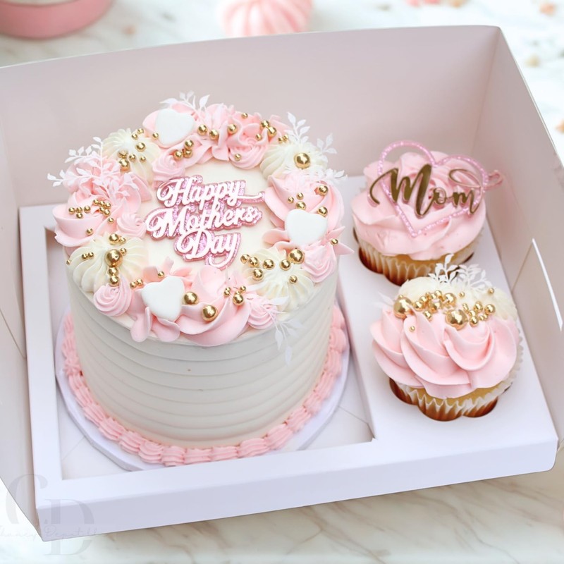 Bento Cake and Cupcake box for 1; 4-5in cake and 2 cupcakes- 5 pack gallery